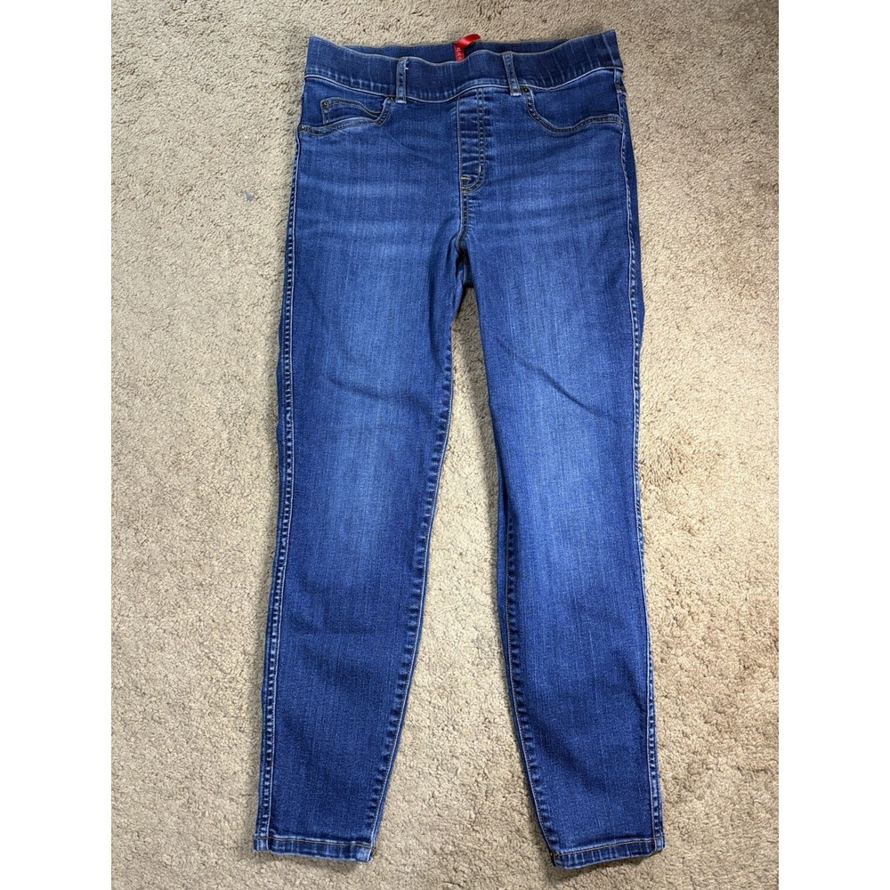 Spanx Jegging Jeans Women Medium Petite Blue Denim High Rise Preppy
